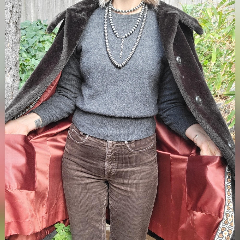 RARE FIND VTG 1960s Betty Rose Full Length Faux Fur Cloak Coat Poncho Unisex